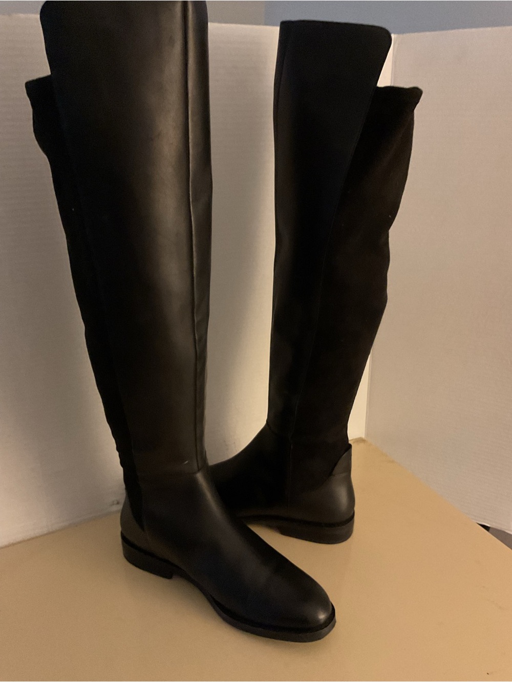 Cole Haan women black leather suede tall Over-the-Knee boots US 8.5